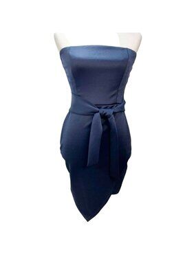 Charlotte Russe Strapless Navy Blue Mini Dress With Waist Tie Size Small